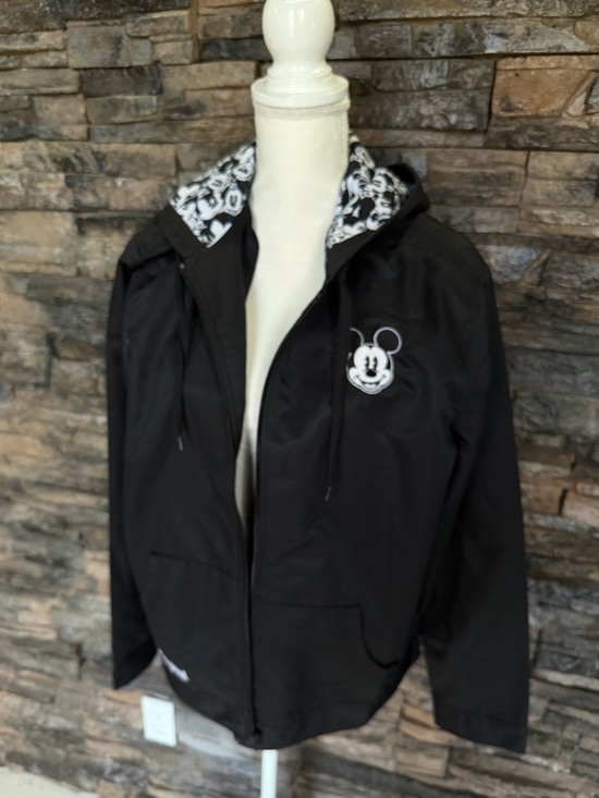 Disney Jackets & Blazers - Disney Black Mickey Mouse Hooded Raincoat with Character Lining